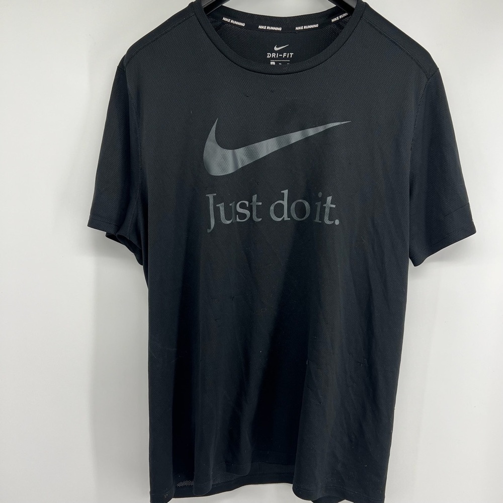 Nike Sz XL‎ Just Do It Black Dri Fit Workout Training Shirt
